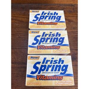 Irish Spring Deodorant Soap Vitamins Three 4oz Bars Discontinued New